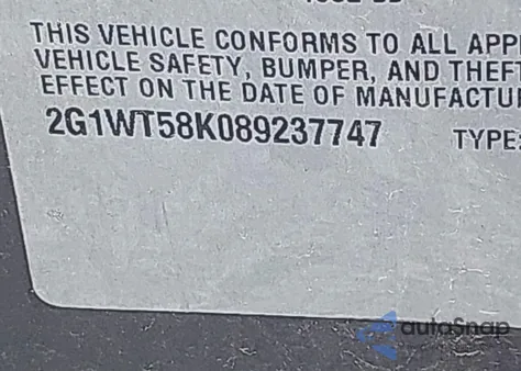 2008 Chevrolet Impala Lt z USA, uszkodzony, nr VIN 2G1WT58K089237747